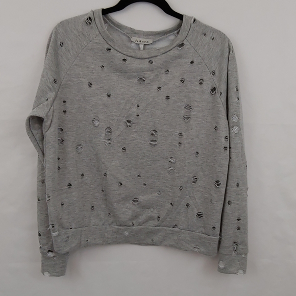 Adara Sweaters - Adara Gray Destroyed Sweatshirt Size Medium